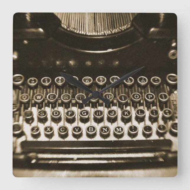 Typewriter Square Wall Clock (Front)