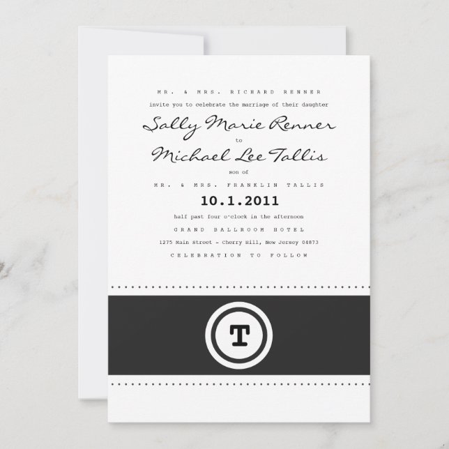 Typewriter Wedding Invitation (Front)