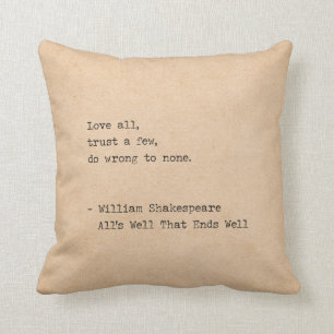 Typewriter William Shakespeare Love All Cushion