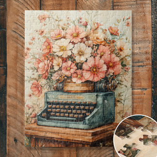 Typewriter with flowers jigsaw puzzle