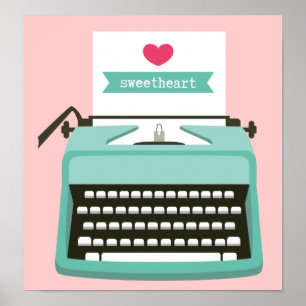 Typewriter with Note Poster