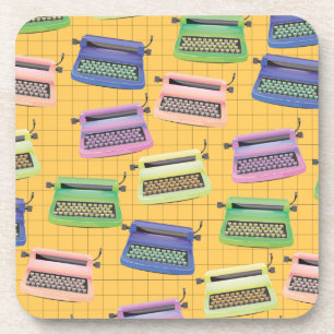 Typewriters pattern cartoon. coaster