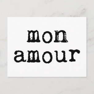 Typewritten Mon Amour Postcard