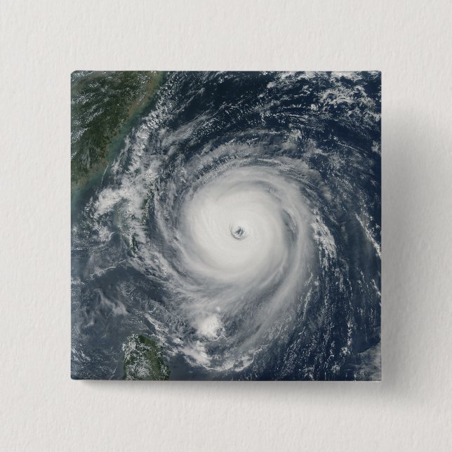Typhoon Longwang  approaching Taiwan 15 Cm Square Badge (Front)