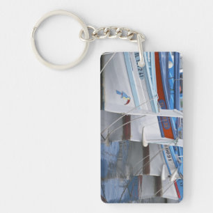 Typical Provencal fishing boats painted in 2 Key Ring
