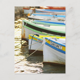 Typical Provencal fishing boats painted in Postcard