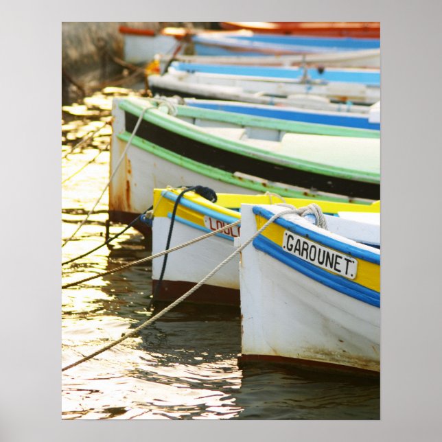 Typical Provencal fishing boats painted in Poster (Front)