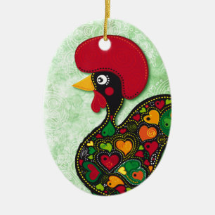 Typical Rooster of Barcelos Ceramic Tree Decoration