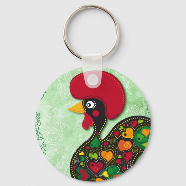 Typical Rooster of Barcelos Key Ring (Front)