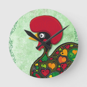 Typical Rooster of Barcelos Round Clock