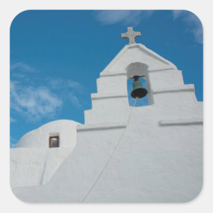 Typical whitewashed church square sticker