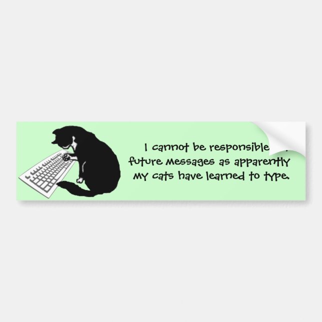 Typing Cat Bumper Sticker (Front)