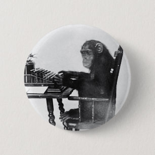 Typing Monkey 6 Cm Round Badge