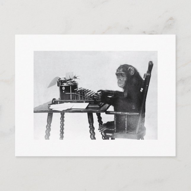 Typing Monkey Postcard (Front)