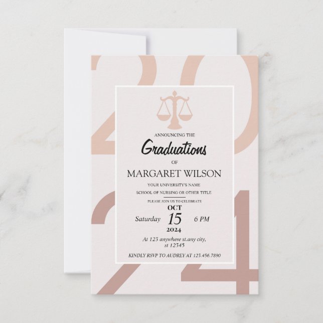 Typograph commencement announcements lawyer Grad (Front)