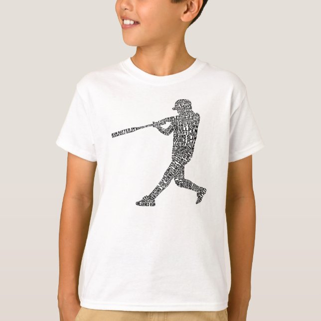 Typographic Baseball Softball Player T-Shirt (Front)