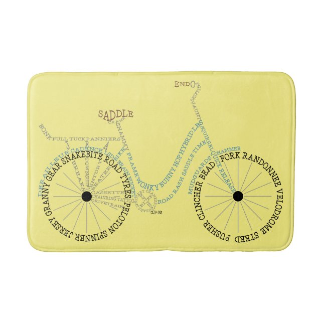 Typographic Bicycle Bike Biking Cycling Bath Mat (Front)