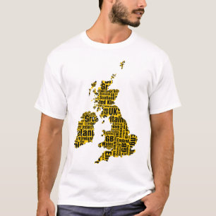 Typographic British Isles - Amber and Black. T-Shirt