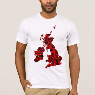 Typographic British Isles - Red and Black. T-Shirt