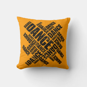 Typographic Dance (Distressed) Throw Pillow
