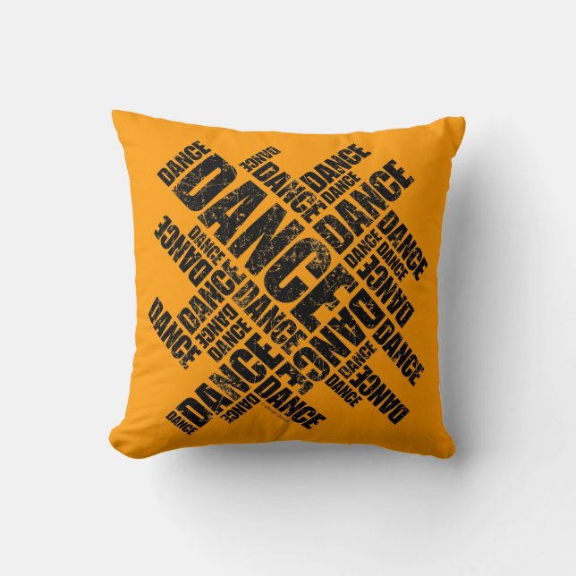Typographic Dance (Distressed) Throw Pillow (Front)
