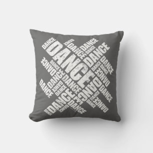 Typographic Dance (Distressed) Throw Pillow