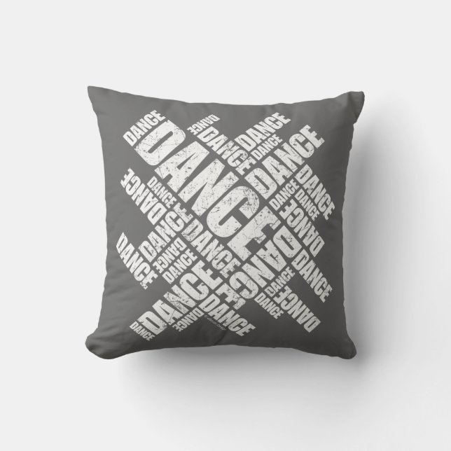 Typographic Dance (Distressed) Throw Pillow (Front)