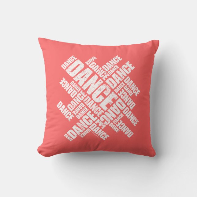 Typographic Dance (Distressed) Throw Pillow (Front)