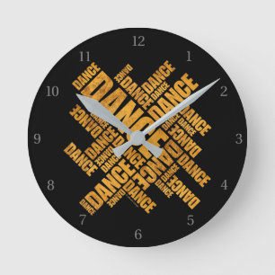 Typographic Dance Round Clock