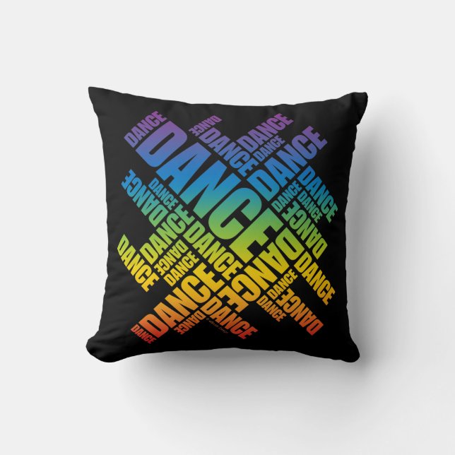 Typographic Dance (Spectrum) Throw Pillow (Front)