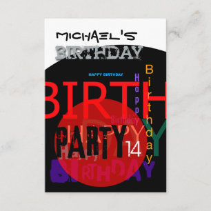 Typographic Happy 14th Birthday Party Invitation