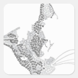 Typographic Kitty Square Sticker