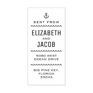 Typographic Nautical Couple's Return Address Label Rubber Stamp