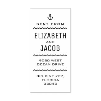 Typographic Nautical Couple's Return Address Label Rubber Stamp