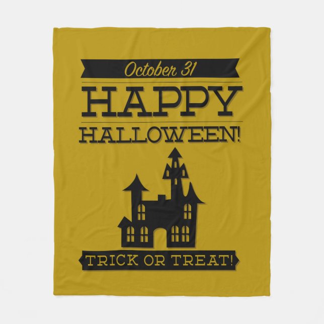 Typographic retro Halloween Fleece Blanket (Front)