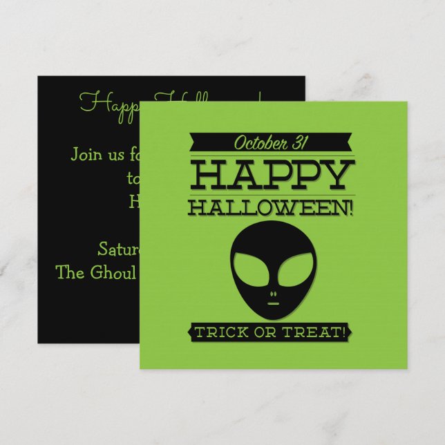 Typographic retro Halloween Invitation (Front/Back)