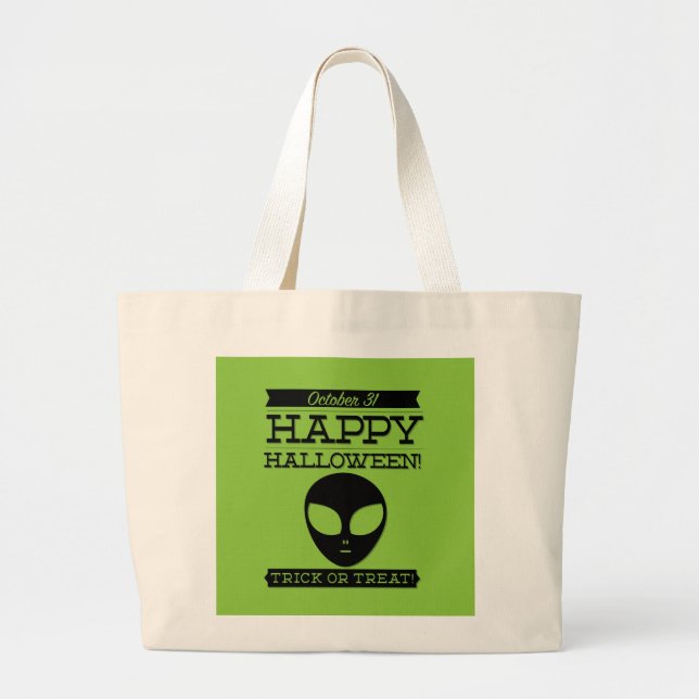 Typographic retro Halloween Large Tote Bag (Front)