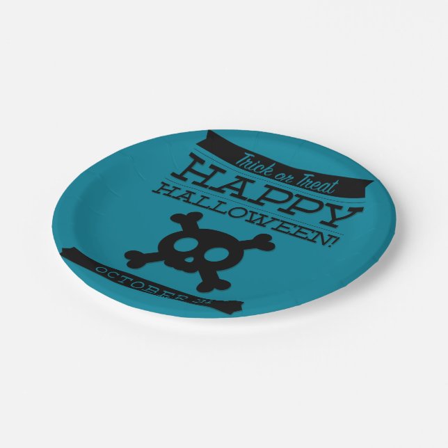 Typographic retro Halloween Paper Plate (Angled)