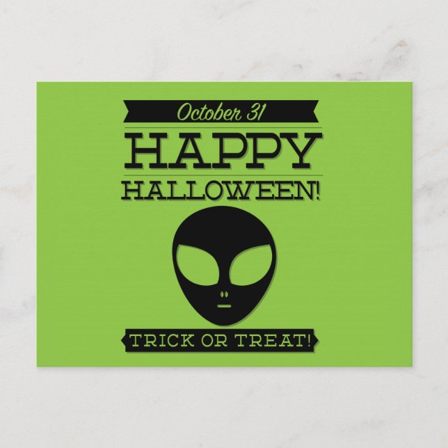 Typographic retro Halloween Postcard (Front)