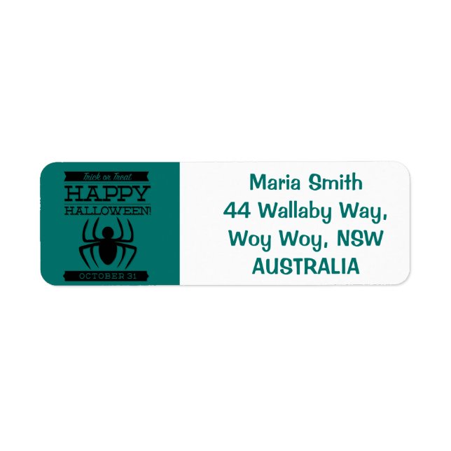 Typographic retro Halloween Return Address Label (Front)