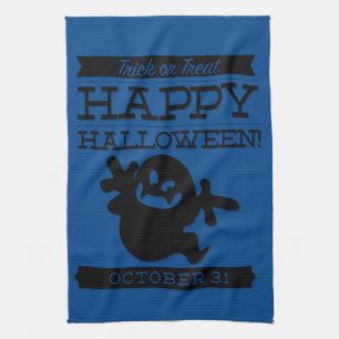 Typographic retro Halloween Tea Towel