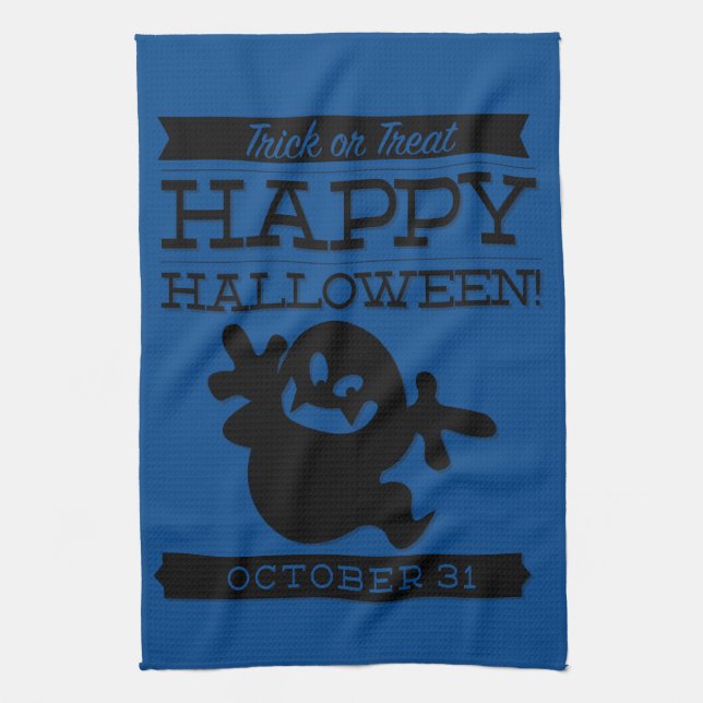 Typographic retro Halloween Tea Towel (Vertical)