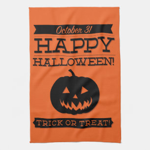 Typographic retro Halloween Tea Towel