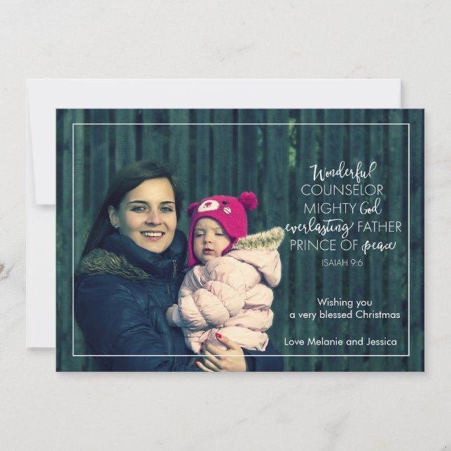 Typographic Scripture Christmas Photo Card (Front)