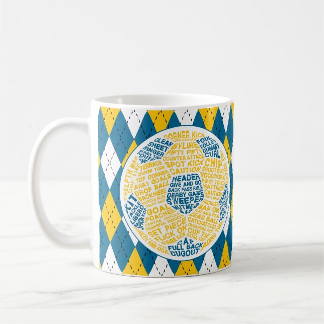 Typographic Soccer Ball Coffee Mug (Left)