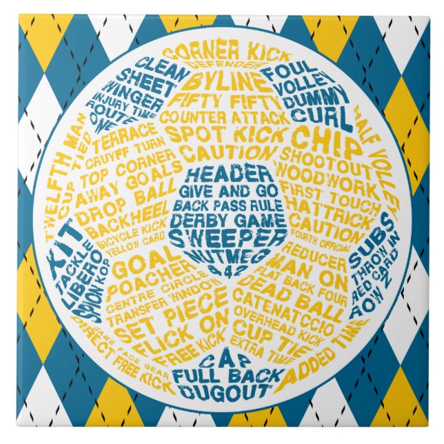 Typographic Soccer Ball Tile (Front)