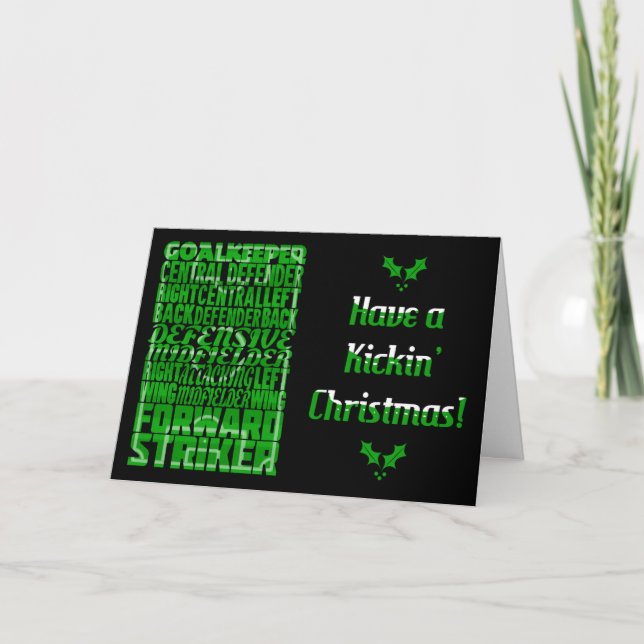 Typographic Soccer Formations Christmas Card (Front)