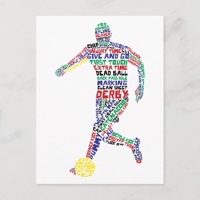 Typographic Soccer Player Postcard (Front)