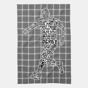 Typographic Soccer Player Tea Towel