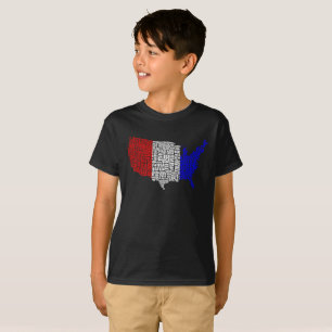 Typographic USA in Red, White and Blue T-Shirt